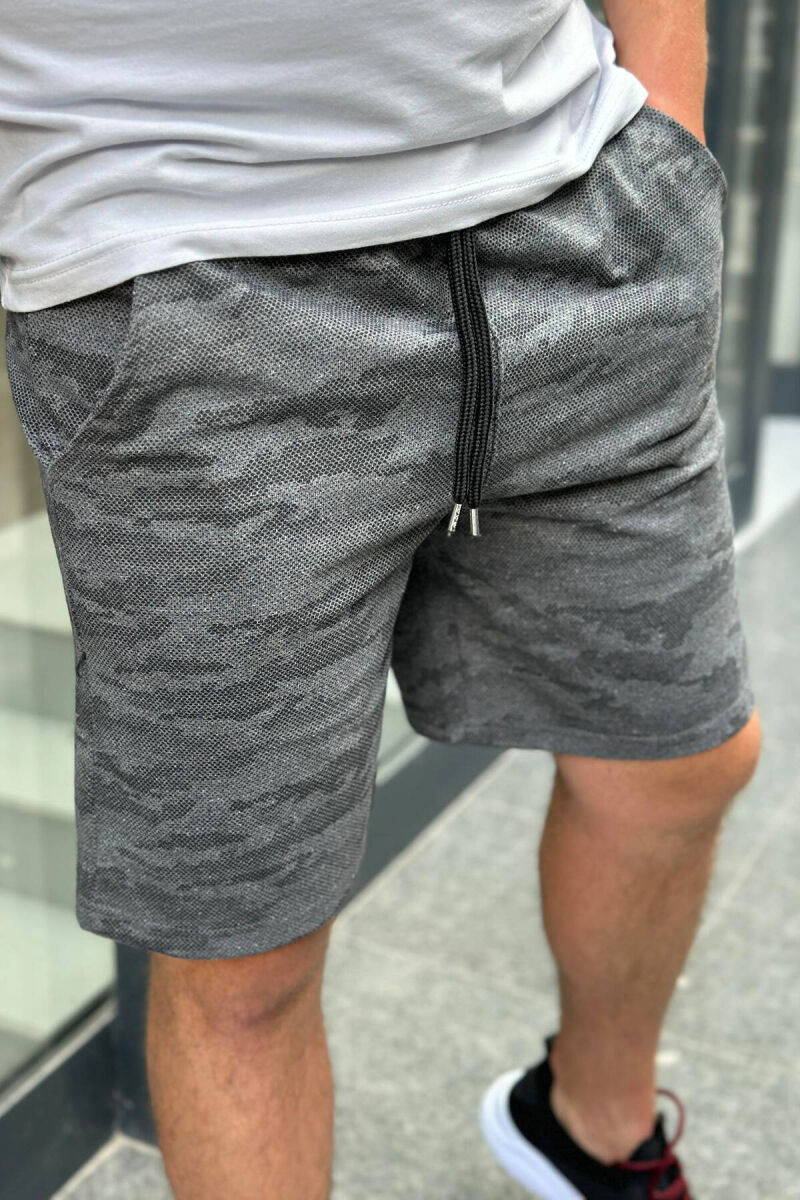 CAMO ELASTIC WAIST MEN SHORTS GREY-GREY/GG - 2