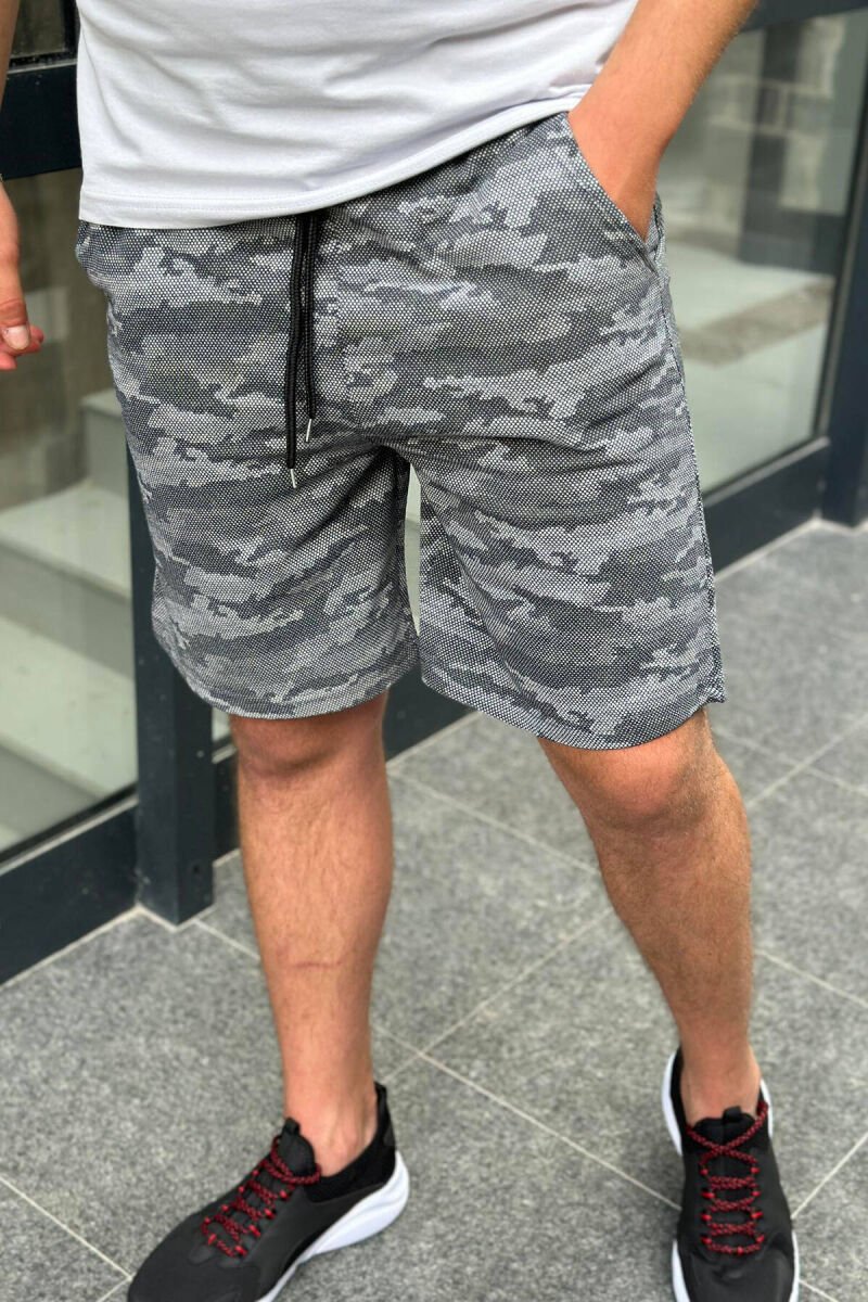 CAMO ELASTIC WAIST MEN SHORTS GREY/GRI - 1