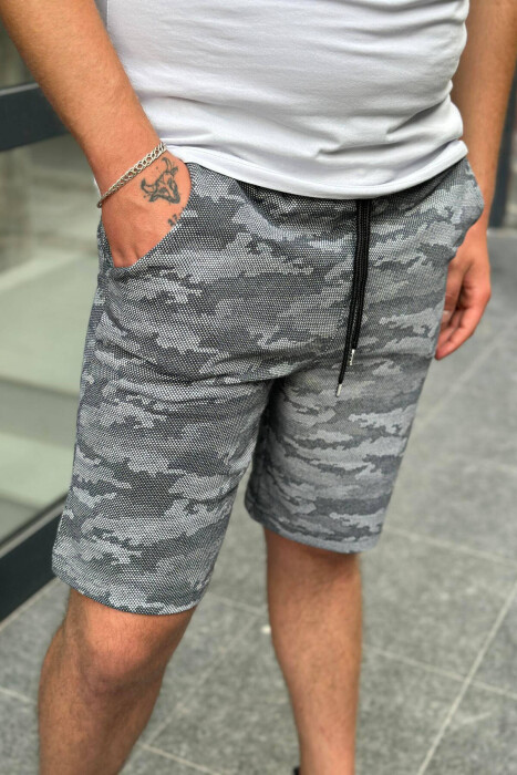 CAMO ELASTIC WAIST MEN SHORTS GREY/GRI - 2