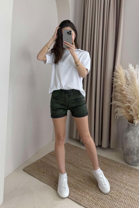 CAMO SIMPLE WOMEN SHORT JEANS GREEN/JESHILE - 1