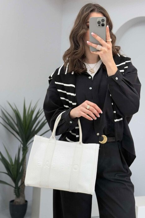 ÇANTË LËKURE E THJESHTË PËR FEMRA NË NGJYRËN E BARDHË - KLAUDIO FASHION