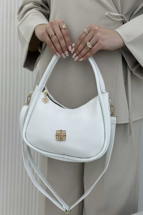 ONE COLOR LEATHER WOMEN BAG WHITE-E BARDHE 
