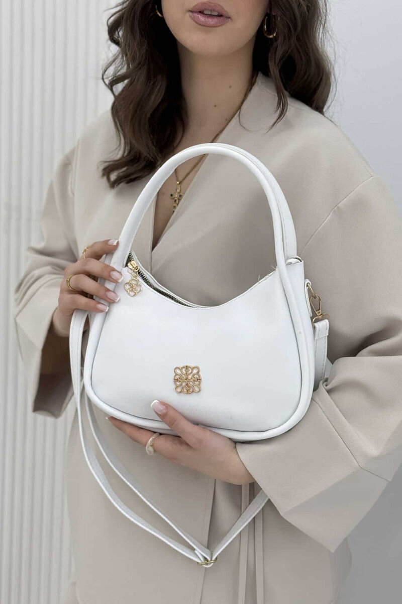 ONE COLOR LEATHER WOMEN BAG WHITE-E BARDHE - 5