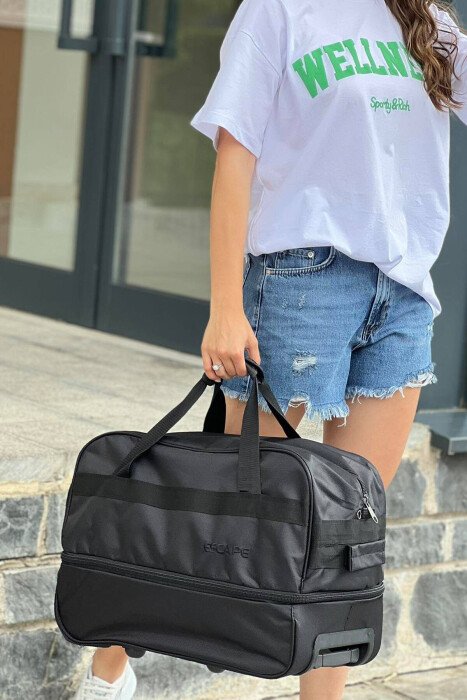 HANDLE AND WHEEL TRAVELING BAG BLACK/ E ZEZE - KLAUDIO FASHION