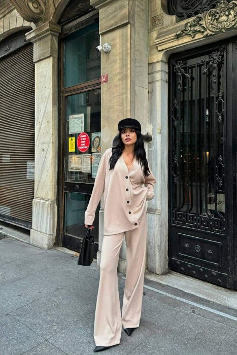 SET NJE NGJYRESH TRIKO+PANTALLONA TE GJERA PER FEMRA NE NGJYRE TE BARDHE - KLAUDIO FASHION