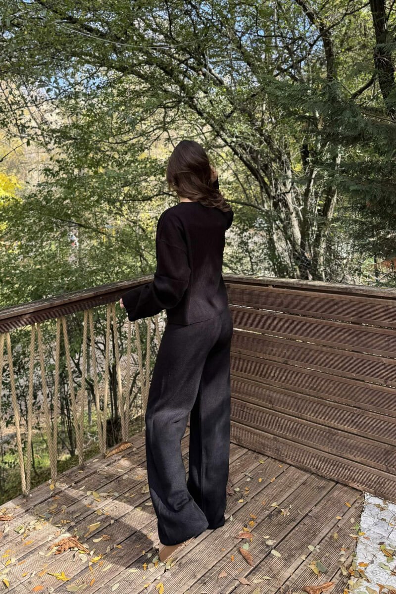 CARDIGAN+TROUSERS ONE COLOR SIMPLE WOMEN SET BLACK/ E ZEZE - 4