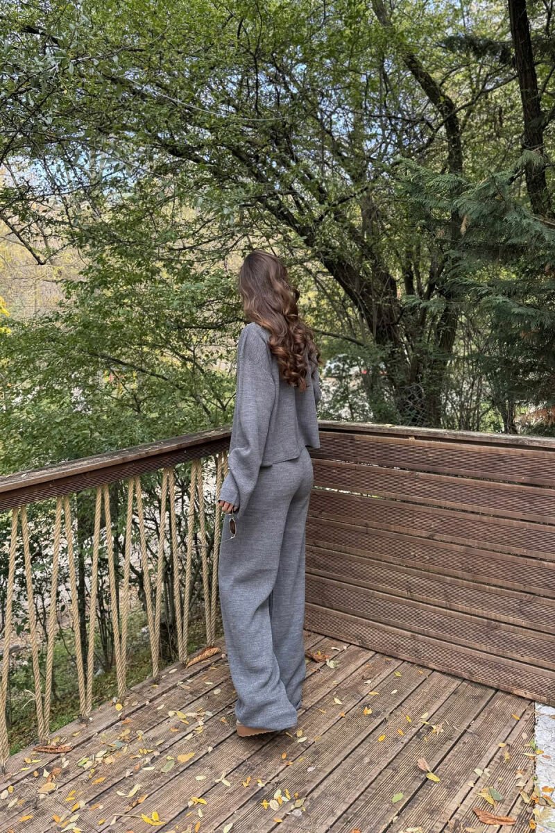 CARDIGAN+TROUSERS ONE COLOR SIMPLE WOMEN SET GREY/GRI - 4
