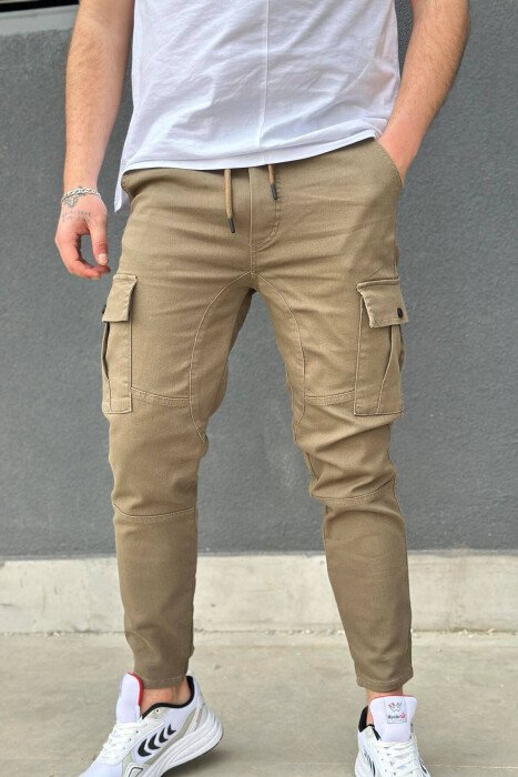 CARGO ONE COLOR POCKET MEN CARGO PANTS GREEN/JESHILE - KLAUDIO FASHION