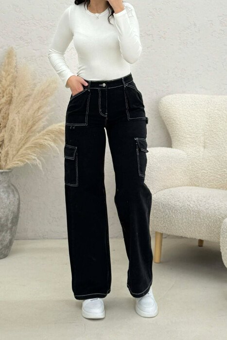 CARGO WOMAN JEANS BLACK/ E ZEZE - 1