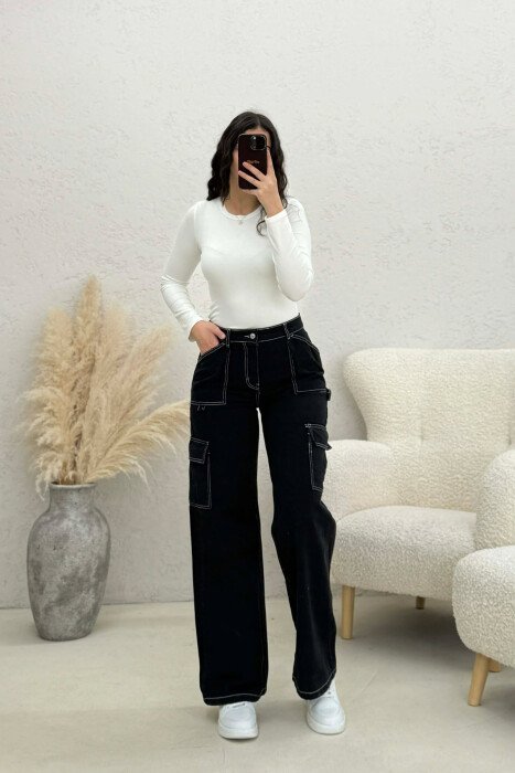 CARGO WOMAN JEANS BLACK/ E ZEZE - 12