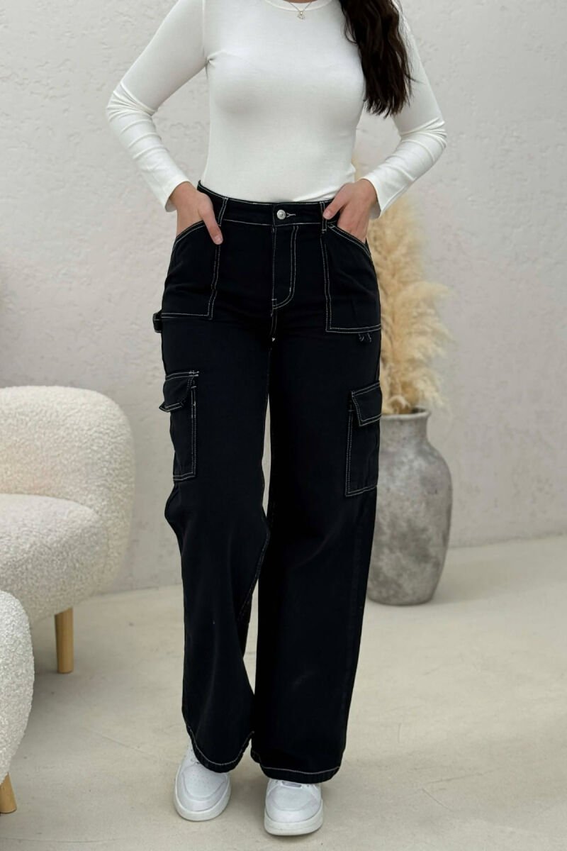 CARGO WOMAN JEANS BLACK/ E ZEZE - 14