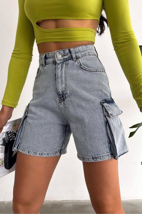 CARGO WOMAN SHORTS BLUE/BLU - KLAUDIO FASHION