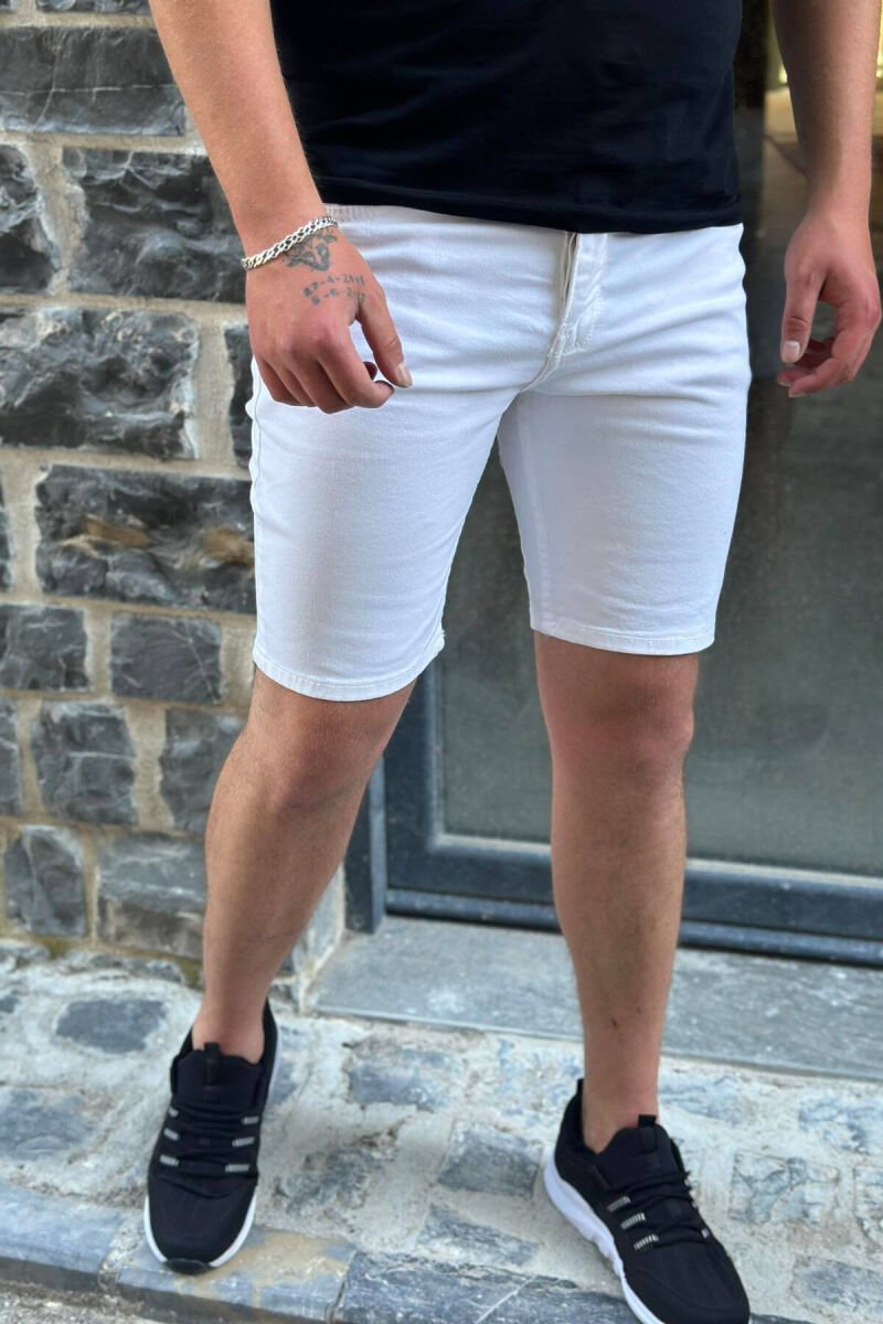 CASUAL ONE COLOR MEN SHORT PANTS WHITE-E BARDHE - 1