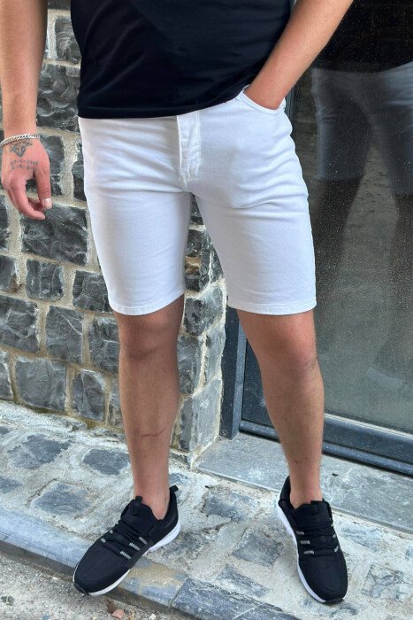 CASUAL ONE COLOR MEN SHORT PANTS WHITE-E BARDHE - 2