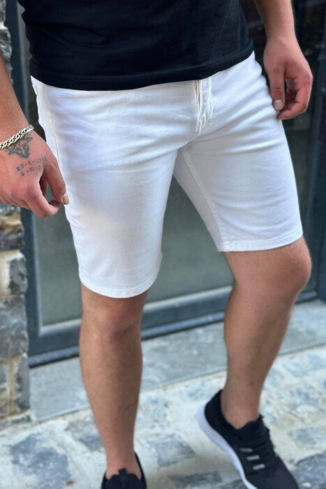 CASUAL ONE COLOR MEN SHORT PANTS WHITE-E BARDHE - 3