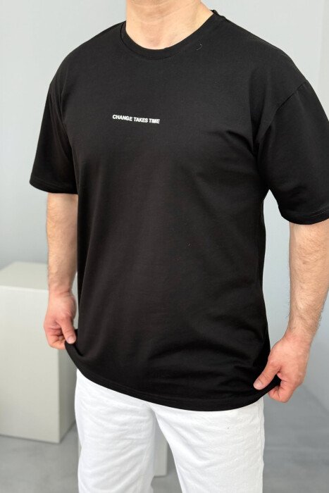 CHANGE TAKES TIME WRITTING MEN T-SHIRT BLACK/ E ZEZE 