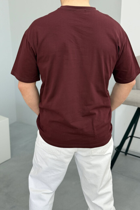 CHANGE TAKES TIME WRITTING MEN T-SHIRT BURGUNDY/VISHNJE - 3