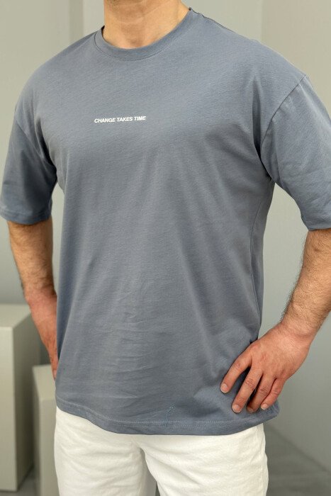CHANGE TAKES TIME WRITTING MEN T-SHIRT GREY/GRI - 4