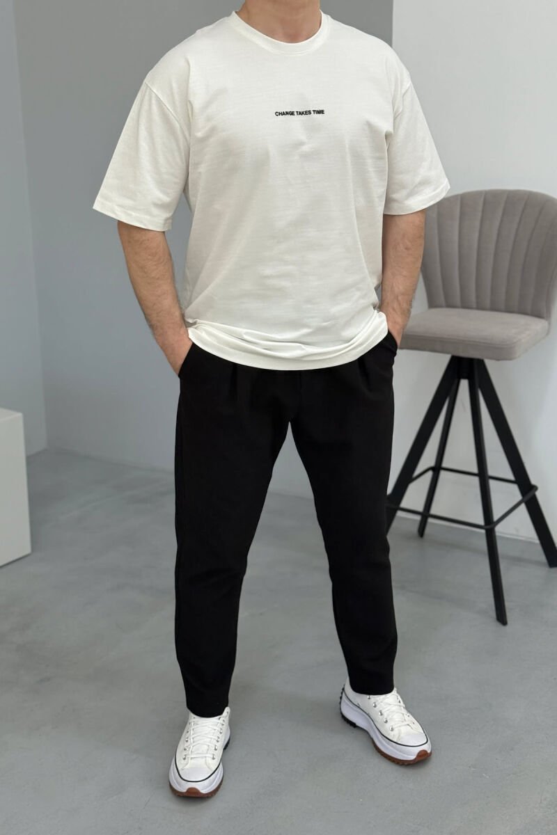 CHANGE TAKES TIME WRITTING MEN T-SHIRT WHITE-E BARDHE - 2