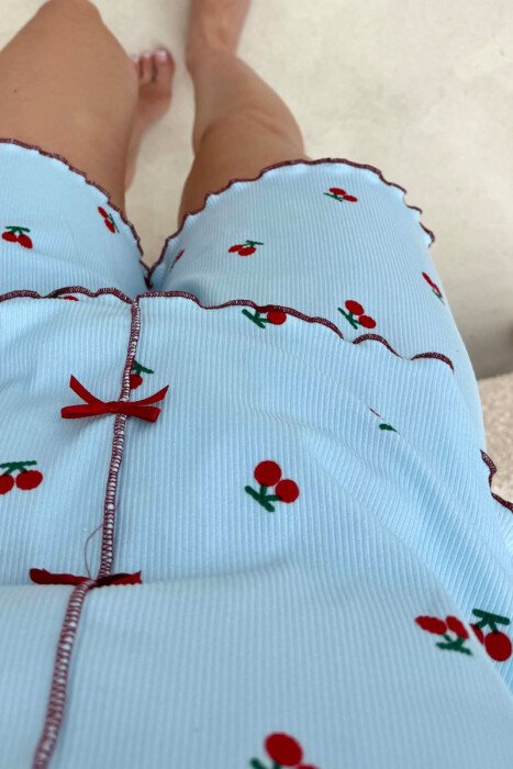 CHERRY DESIGN SHIRT + SHORTS WOMEN PYJAMAS LIGHTBLUE/BZ - 7