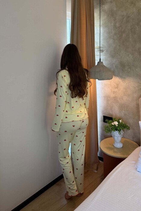 CHERRY DESIGN SHIRT+ TROUSERS WOMEN PYJAMAS YELLOW/E VERDHE - 6