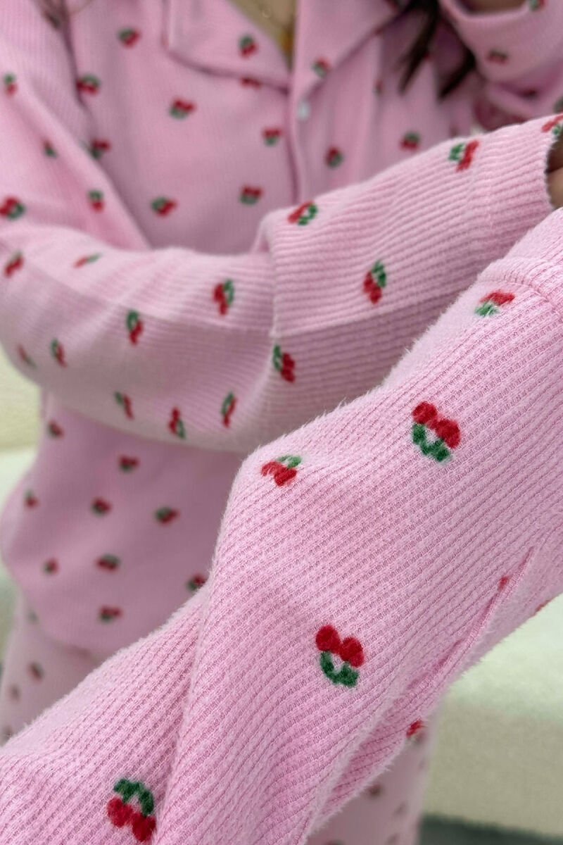 CHERRY DESIGN SHIRT+TROUSERS WOMEN PYJAMAS PINK/ROZE - 3