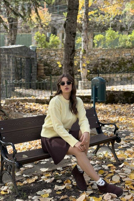 CHERRY LOGO ROUND NECK WOMEN SWEATER YELLOW/E VERDHE - 3