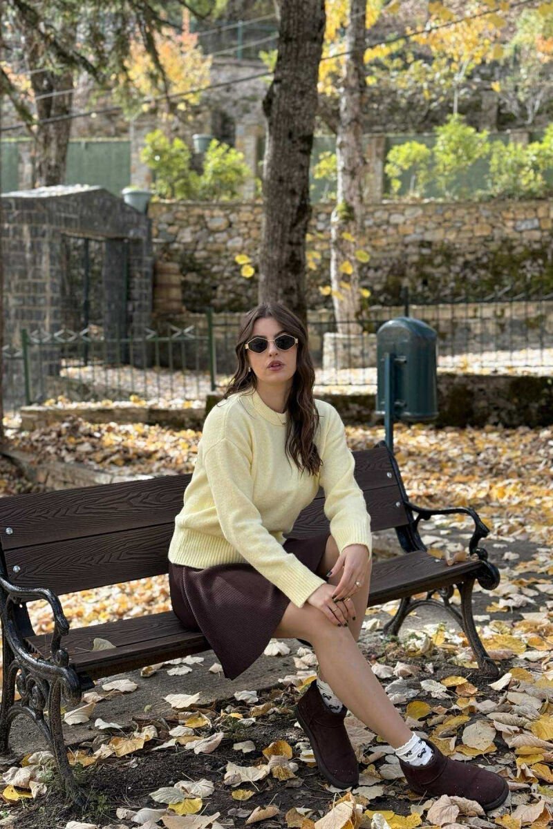 CHERRY LOGO ROUND NECK WOMEN SWEATER YELLOW/E VERDHE - 3