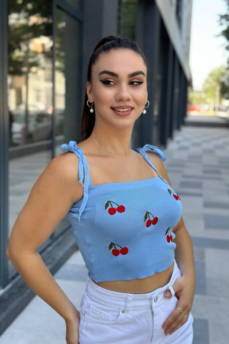 CHERRY WOMAN TANK TOP BABY BLUE/BLU BY - 1