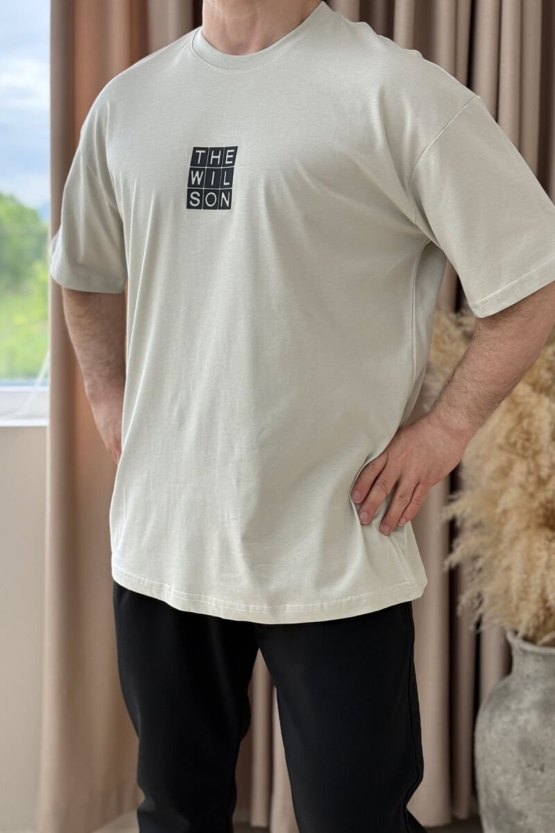 CHEST SQUARE BADGE ONE COLOR MEN T-SHIRT BEIGE/BEZHE - 1