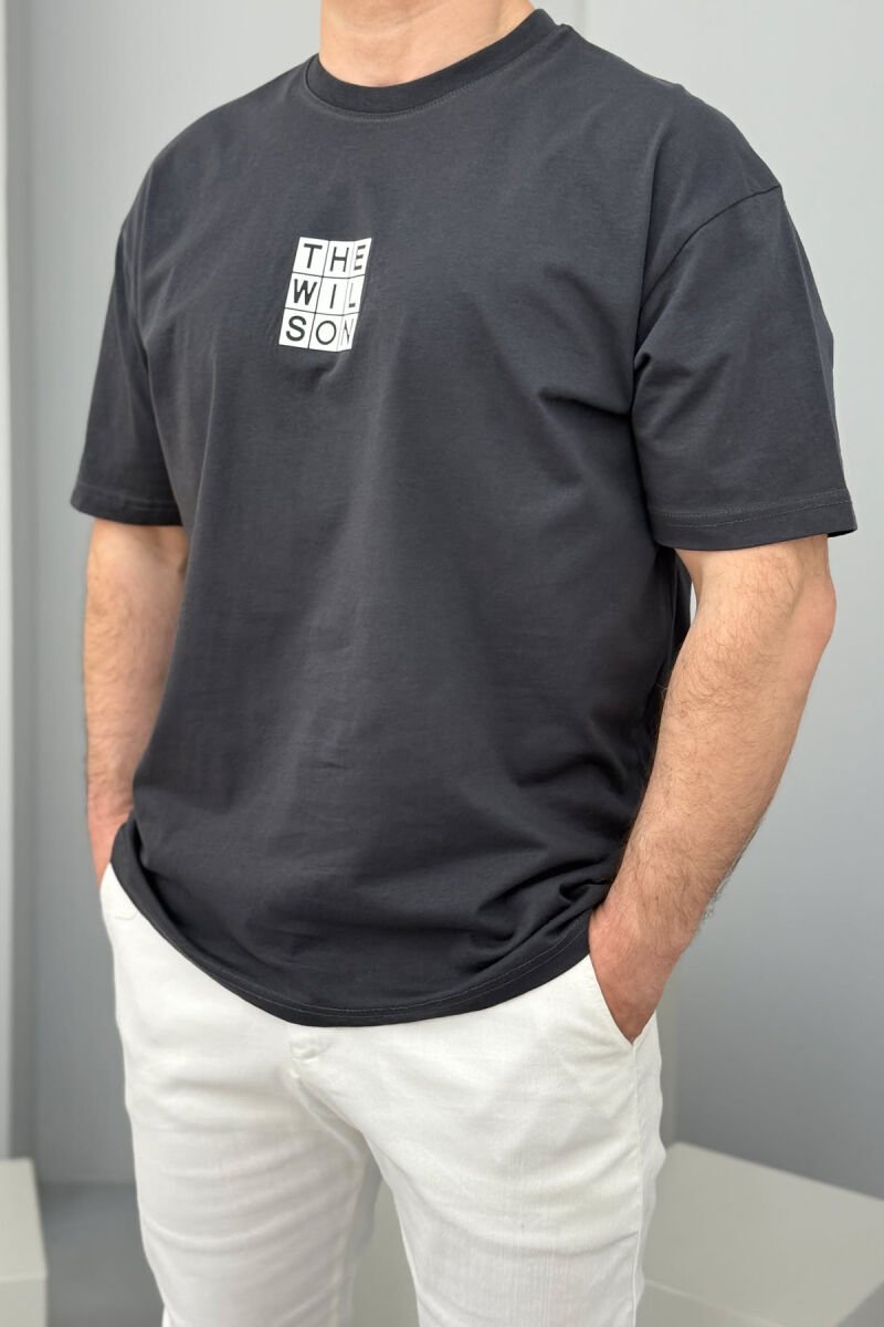 CHEST SQUARE BADGE ONE COLOR MEN T-SHIRT DARK GREY/GEE - 2