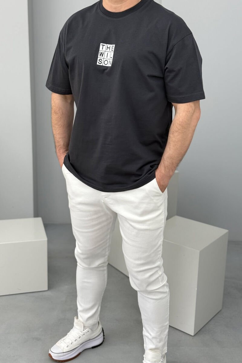 CHEST SQUARE BADGE ONE COLOR MEN T-SHIRT DARK GREY/GEE - 4