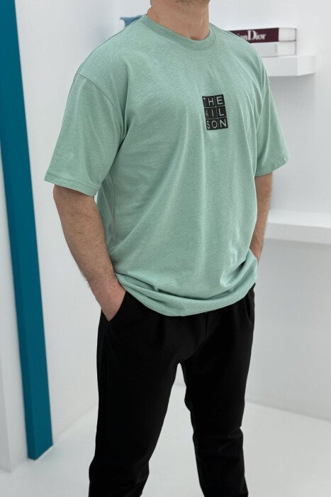 CHEST SQUARE BADGE ONE COLOR MEN T-SHIRT MINT/MENTE 