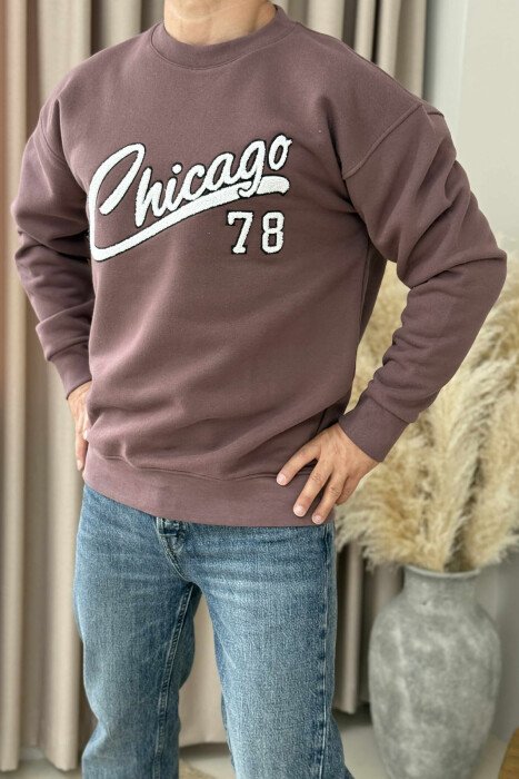 CHICAGO FRONT WRITTING FLUFFY MEN SWEATSHIRT VINEGAR/UTHULL - 5