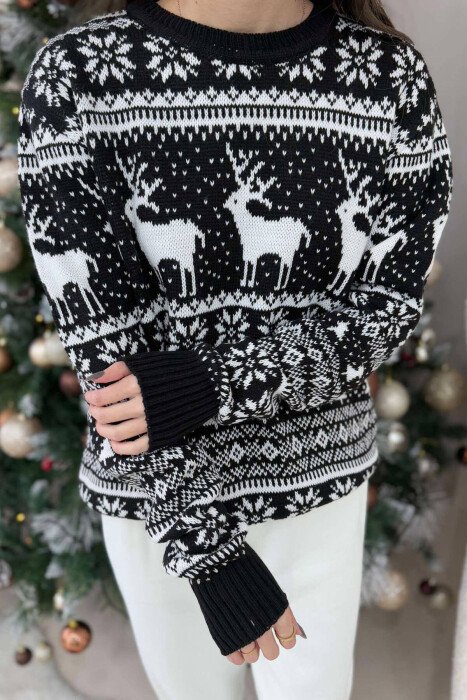 CHRISTMAS DESIGN UNISEX SWEATER BLACK/ E ZEZE - 1