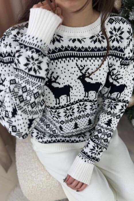 TRIKO ME DIZAJN FESTIV NË NGJYRËN E BARDHË ME TË ZEZË - KLAUDIO FASHION