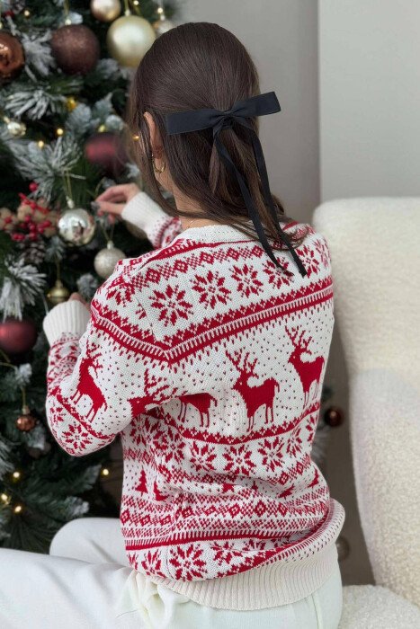CHRISTMAS DESIGN UNISEX SWEATER WHITE-RED/BAKU - 2