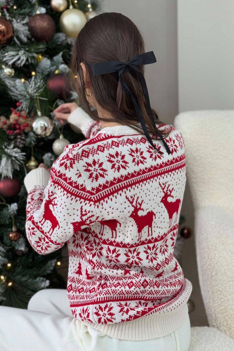 CHRISTMAS DESIGN UNISEX SWEATER WHITE-RED/BAKU - 2