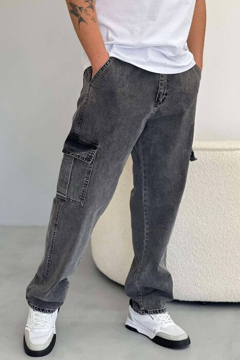 CLASSIC BAGGY MEN JEANS DARK GREY/GEE - KLAUDIO FASHION