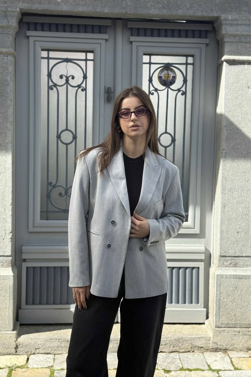CLASSIC BLACK BUTTON- SLEEVE WOMEN JACKET LIGHT GREY/GZ - 1