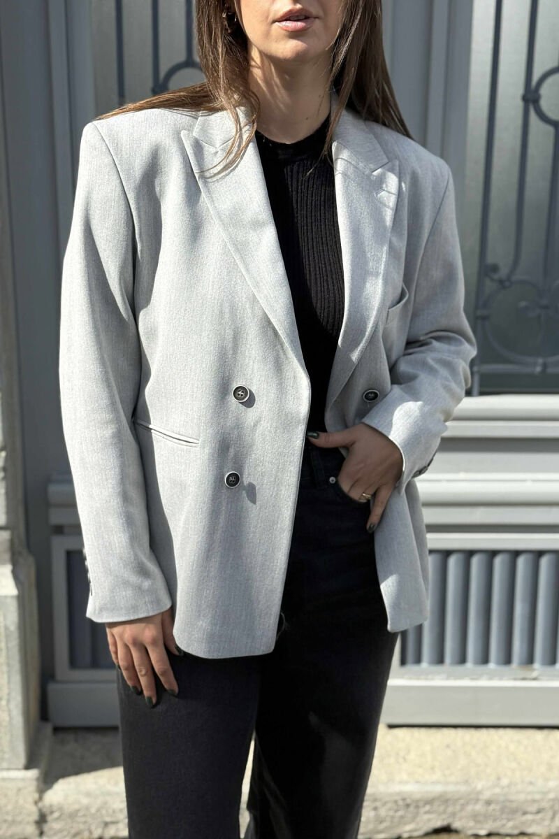 CLASSIC BLACK BUTTON- SLEEVE WOMEN JACKET LIGHT GREY/GZ - 4