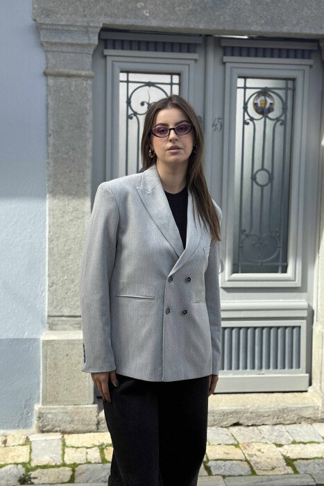CLASSIC BLACK BUTTON- SLEEVE WOMEN JACKET LIGHT GREY/GZ - 5