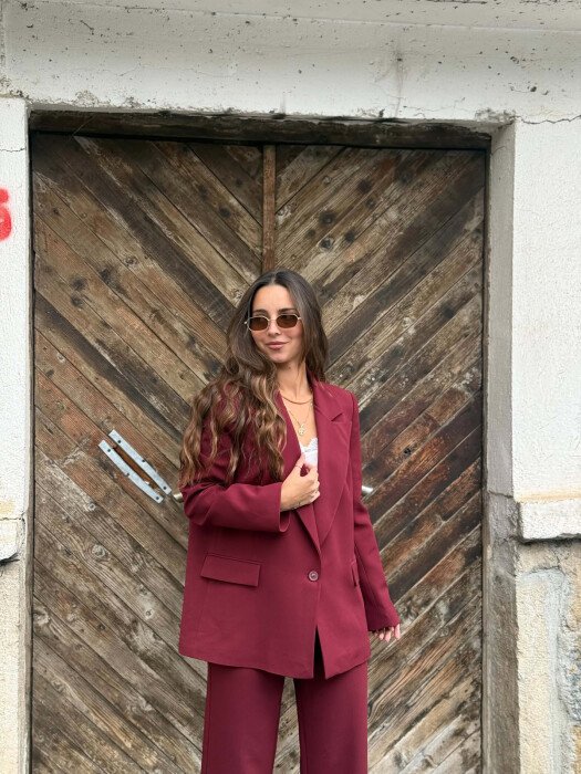 CLASSIC JACKET + TROUSERS WOMAN SET BURGUNDY/VISHNJE - 2