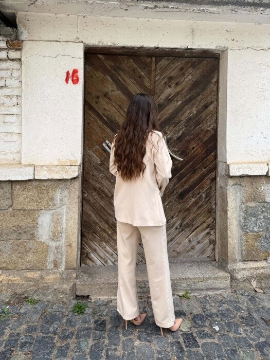 CLASSIC JACKET + TROUSERS WOMAN SET CREAM/KREM - 4