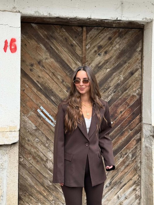 CLASSIC JACKET + TROUSERS WOMAN SET DARK BROWN/KAE - 3