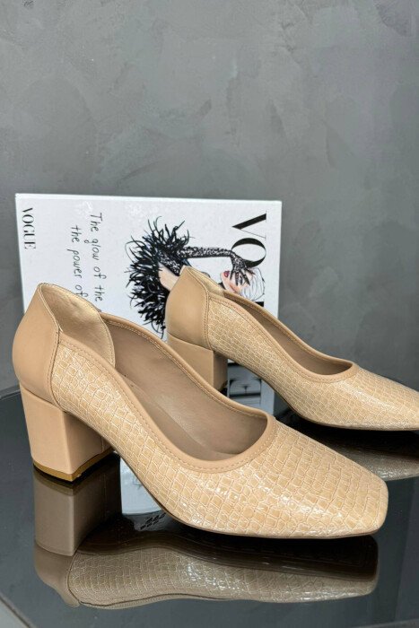 CLASSIC LEATHER WOMAN HEELS NEW BEIGE/BEZHE - 1