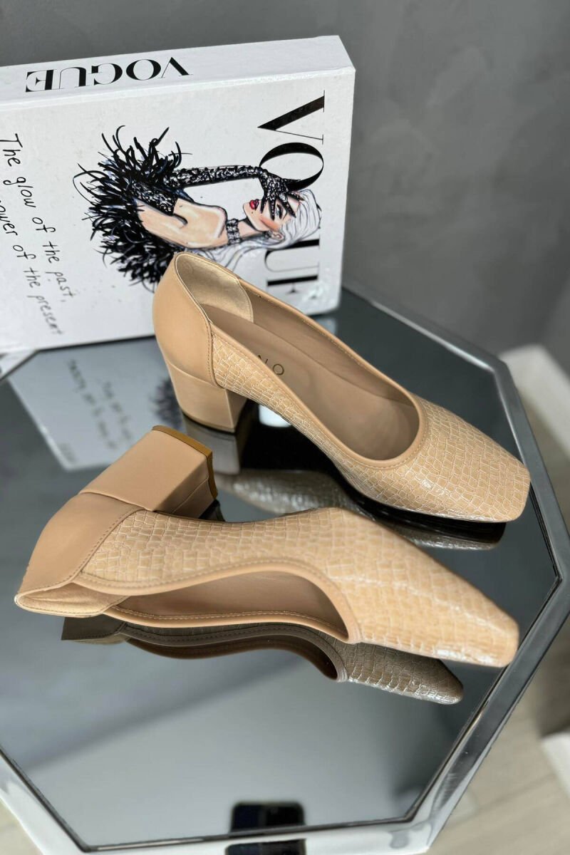 CLASSIC LEATHER WOMAN HEELS NEW BEIGE/BEZHE - 3