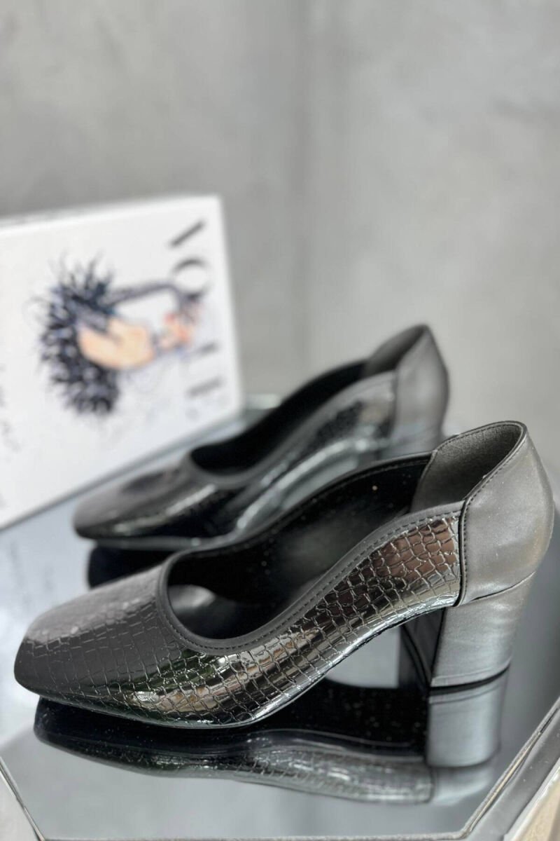 CLASSIC LEATHER WOMAN HEELS NEW GLOSSY BLACK-ZEZE SHKELQIM - 1