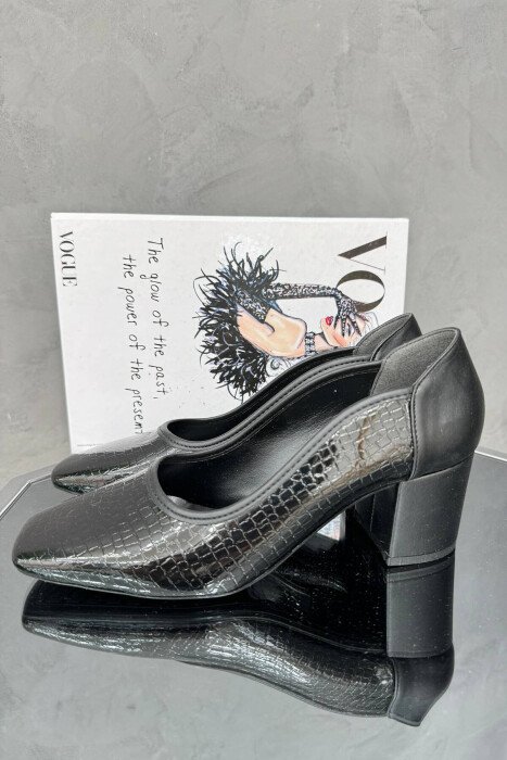 CLASSIC LEATHER WOMAN HEELS NEW GLOSSY BLACK-ZEZE SHKELQIM - 2