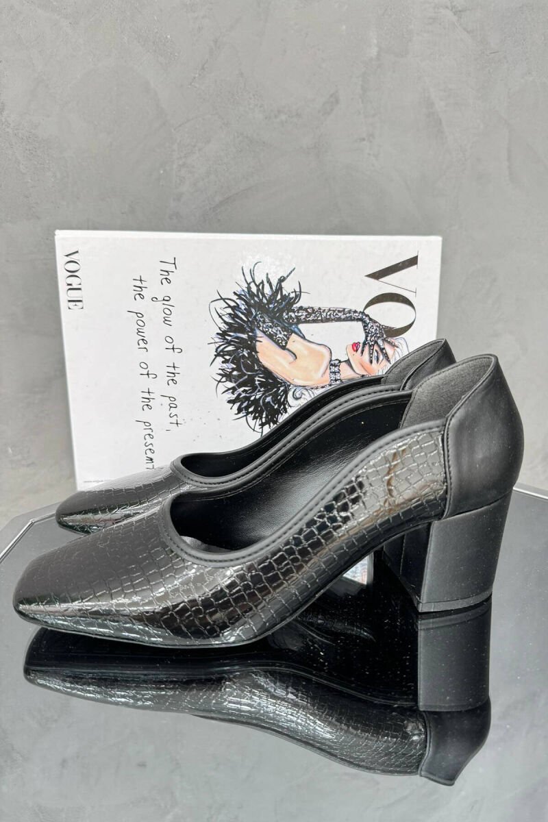 CLASSIC LEATHER WOMAN HEELS NEW GLOSSY BLACK-ZEZE SHKELQIM - 2